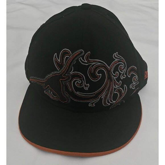 New Era Fits Black With Gray And Orange Swirl Embroidered Design Cap Size 7 3/8 - Picture 3 of 10